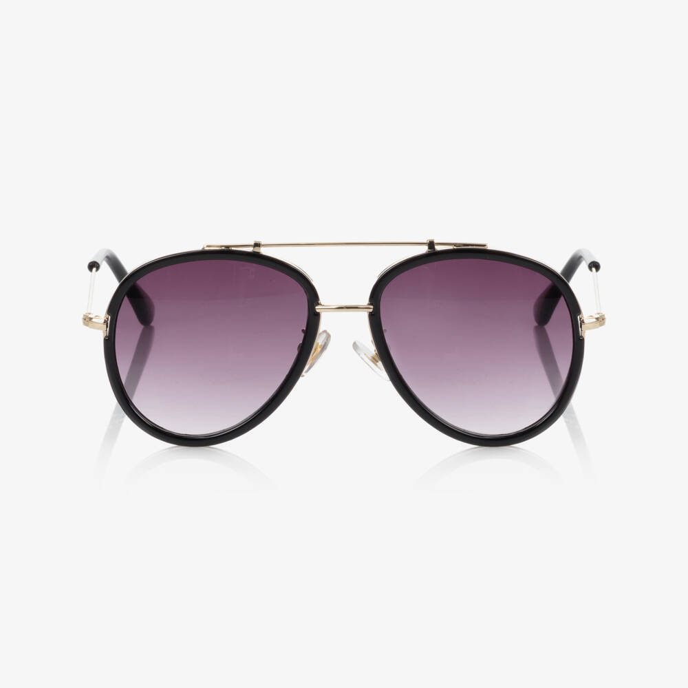 Angel's Face-Girls Sleek Black Pilot Shades | Childrensalon Outlet