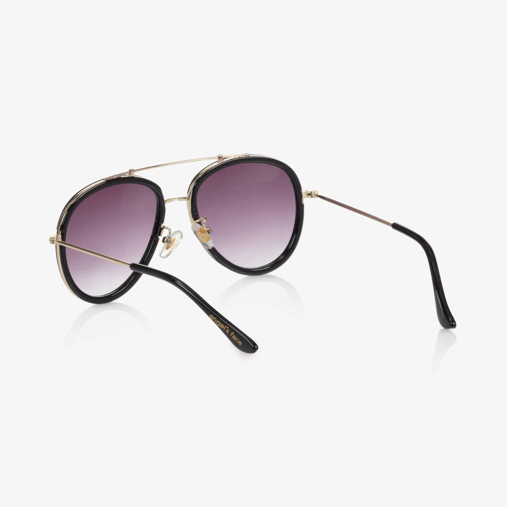 Angel's Face-Girls Sleek Black Pilot Shades | Childrensalon Outlet
