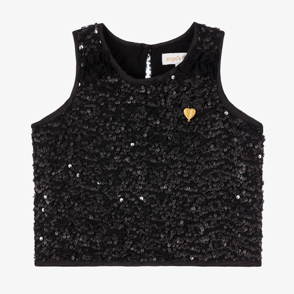 Angel's Face-Girls Sleeveless Sparkle Black Top | Childrensalon Outlet