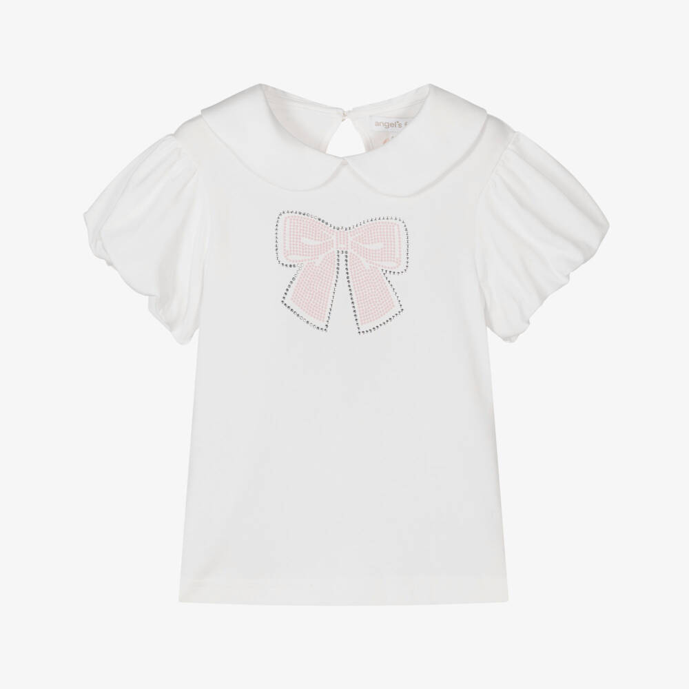 Angel's Face-Girls Snowdrop Cotton Bow Top | Childrensalon Outlet