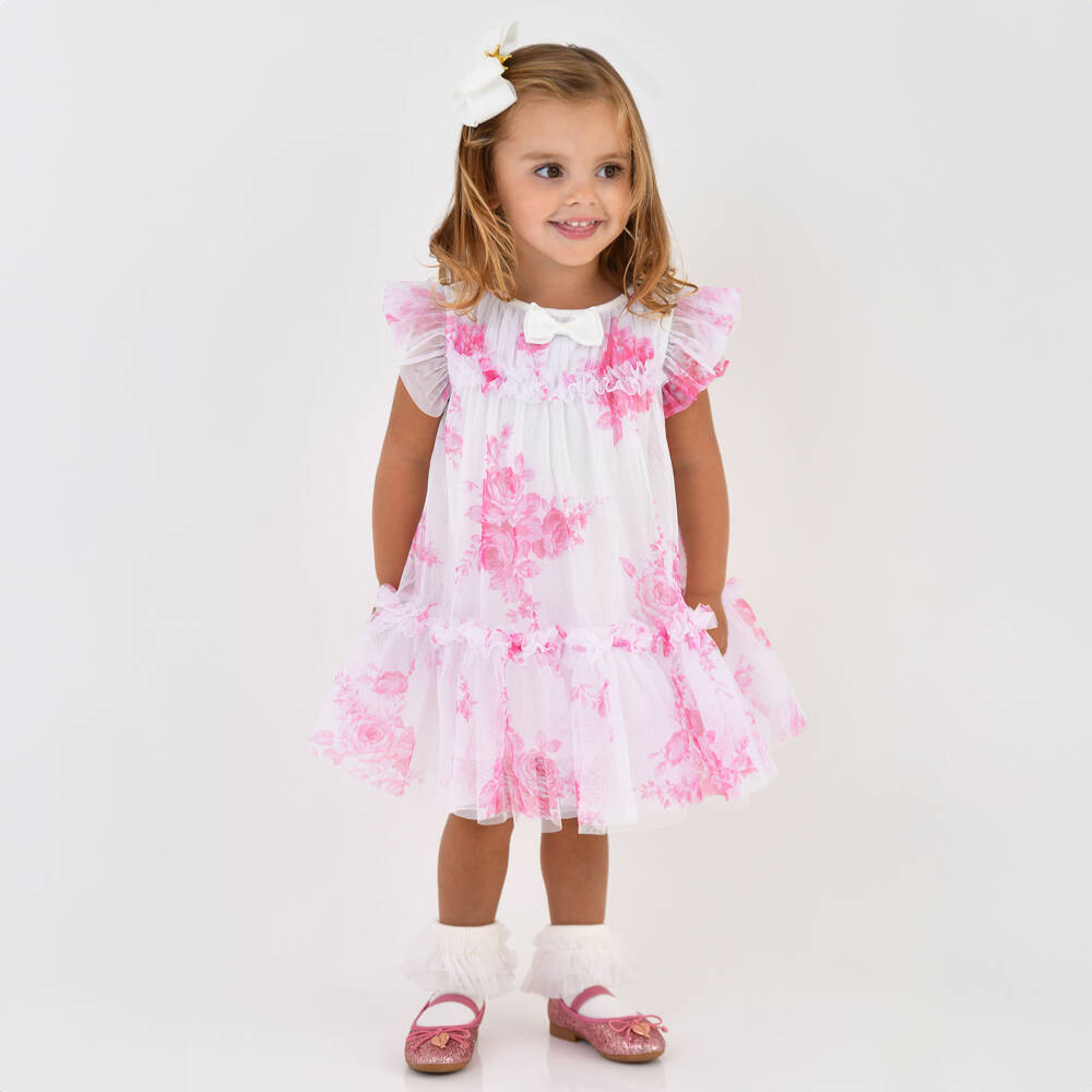 Angel's Face - Girls Snowdrop Floral Tulle Dress