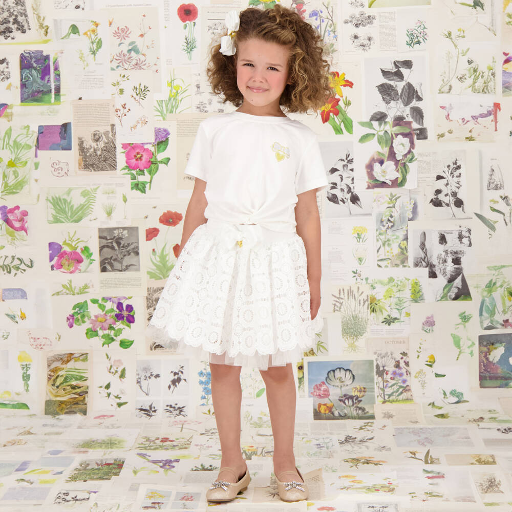 Angel's Face-Юбка из кружева Snowdrop с бантом для девочек | Childrensalon Outlet