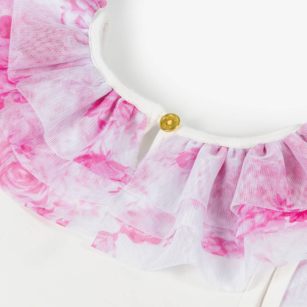 Angel's Face-بلوزة مزينة بالكشاكش للبنات بنقشة زهرة الثلج والورد | Childrensalon Outlet