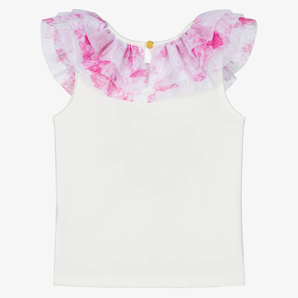 Angel's Face-بلوزة مزينة بالكشاكش للبنات بنقشة زهرة الثلج والورد | Childrensalon Outlet