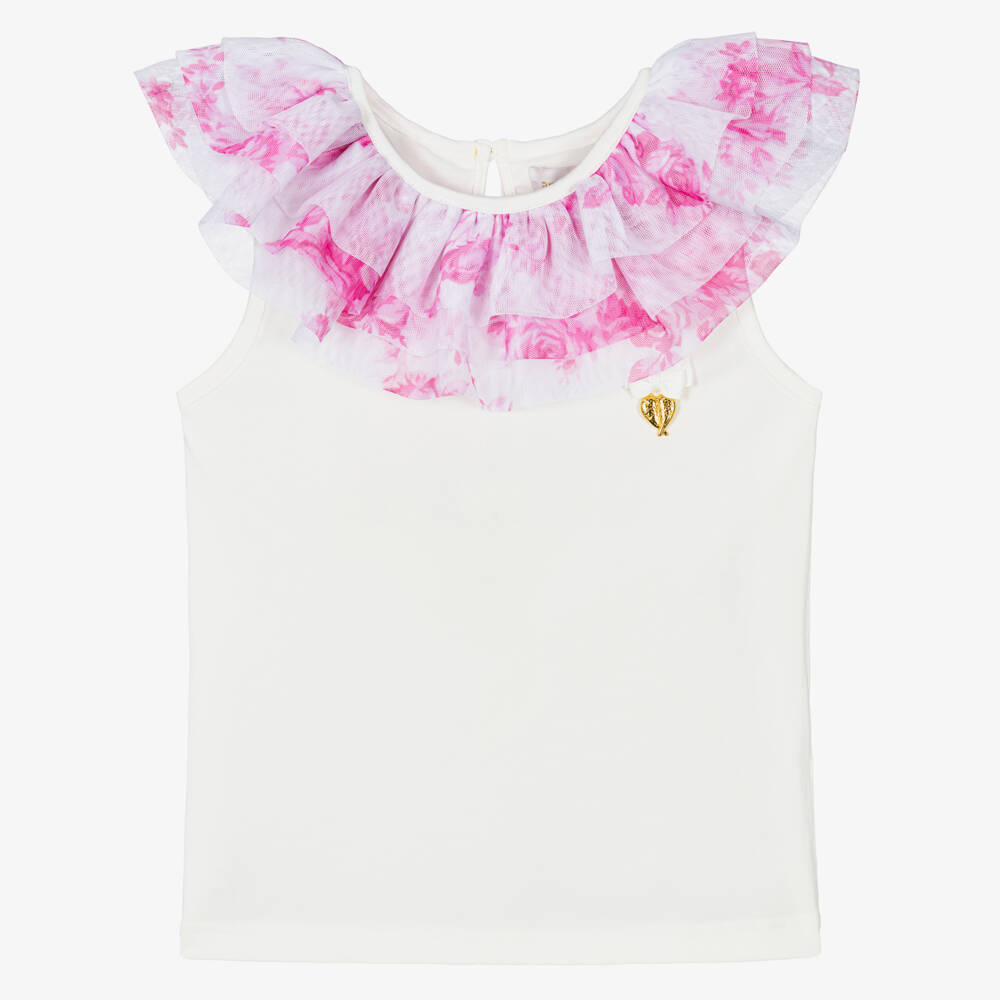 Angel's Face-Girls Snowdrop & Rose Ruffle Top | Childrensalon Outlet