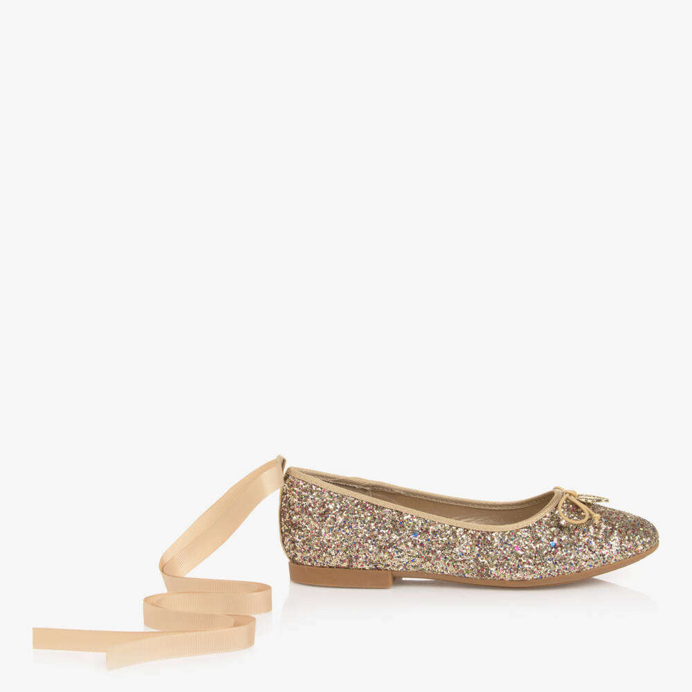 Angel's Face-Girls Sparkling Gold Ballerina Flats | Childrensalon Outlet