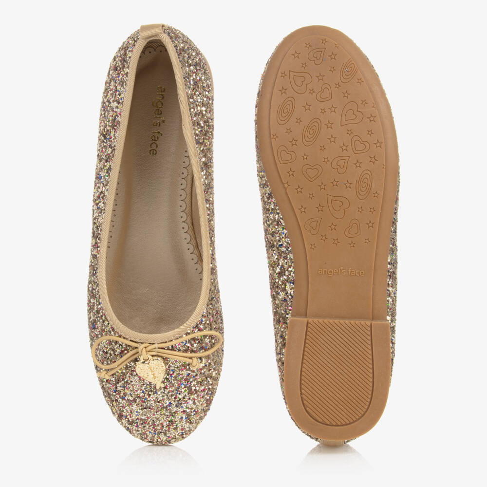 Angel's Face-Girls Sparkling Gold Ballerina Flats | Childrensalon Outlet