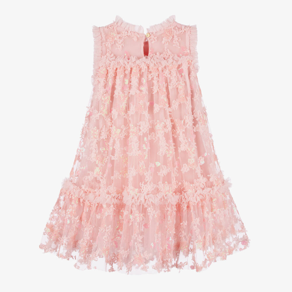 Angel's Face-Girls Sparkling Pink Floral Tulle Gown | Childrensalon Outlet