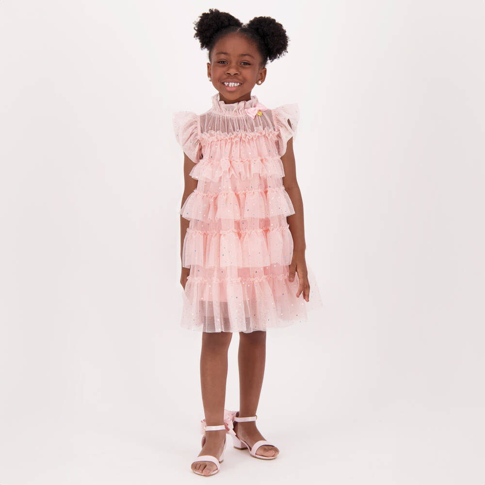 Angel's Face-Платье из сверкающего розового тюля для девочек | Childrensalon Outlet