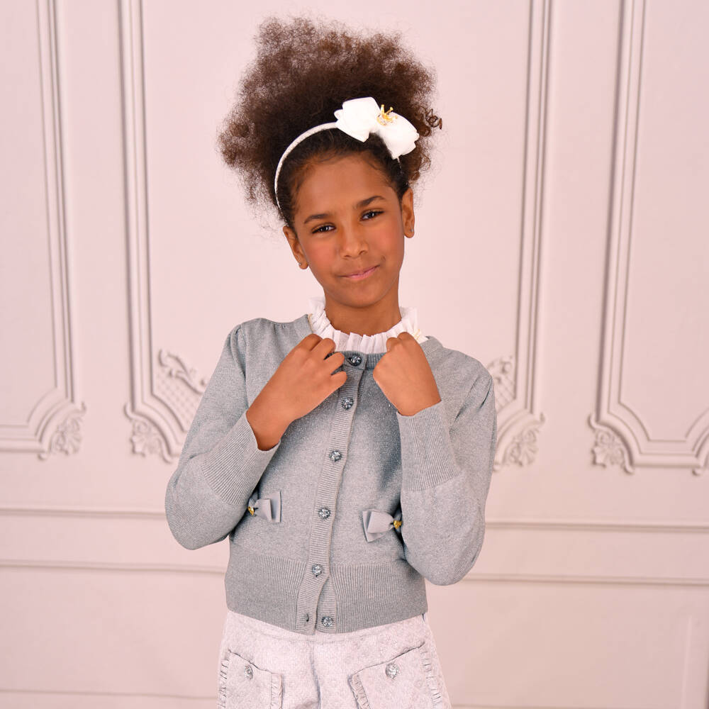 Angel's Face-كارديغان فضي لامع للبنات | Childrensalon Outlet