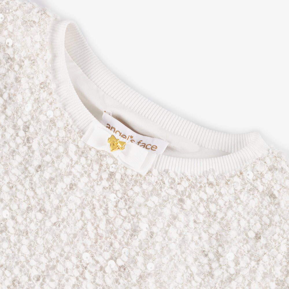 Angel's Face-Блестящий белый топ букле для девочек | Childrensalon Outlet