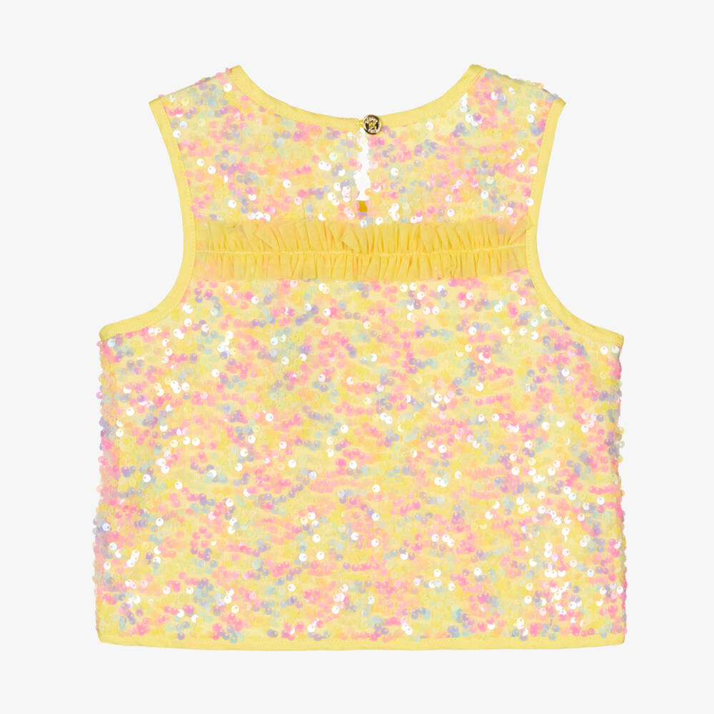 Angel's Face-بلوزة صفراء براقة بلا أكمام للبنات | Childrensalon Outlet