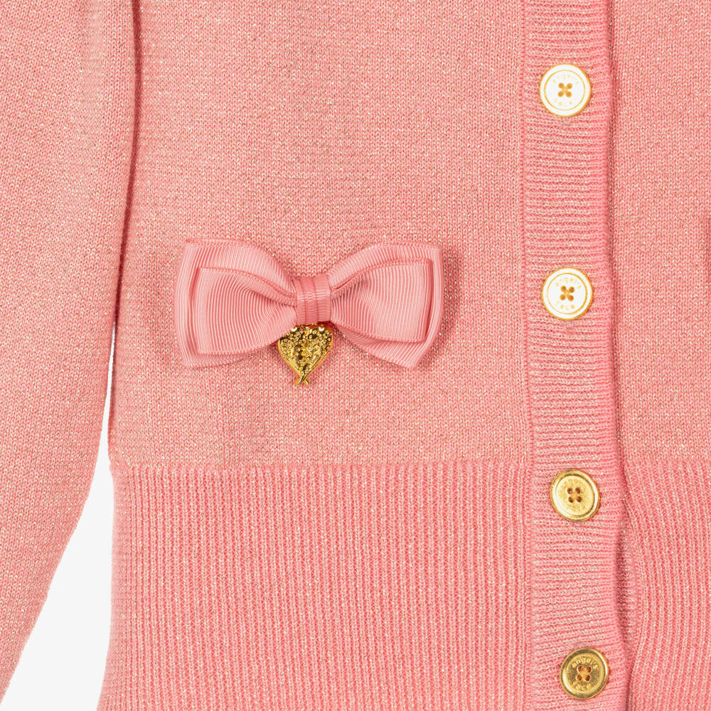 Angel's Face-Girls Sparkly Pink Cotton Bow Cardigan | Childrensalon Outlet