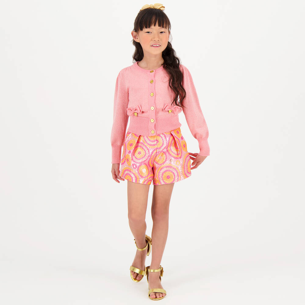 Angel's Face-Girls Sparkly Pink Cotton Bow Cardigan | Childrensalon Outlet