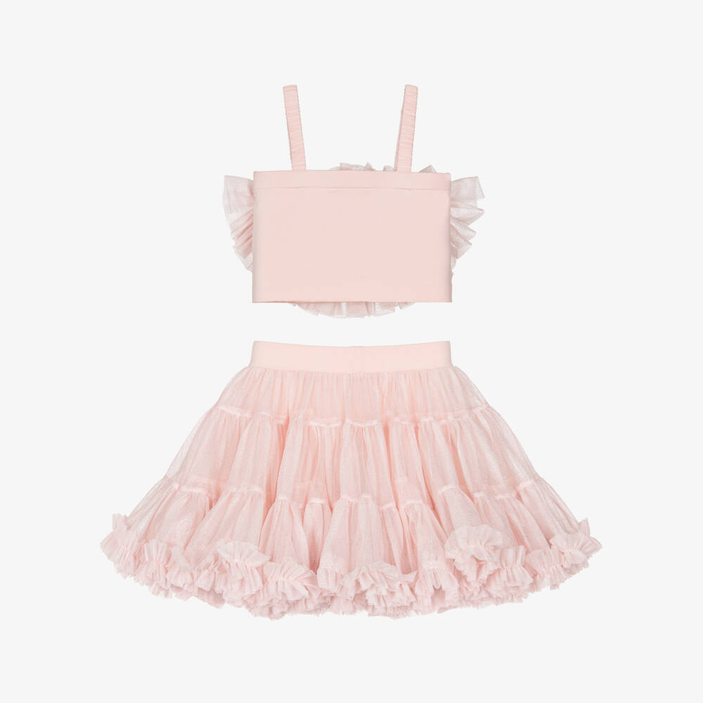 Angel's Face-Girls Sparkly Pink Tulle Skirt Set | Childrensalon Outlet