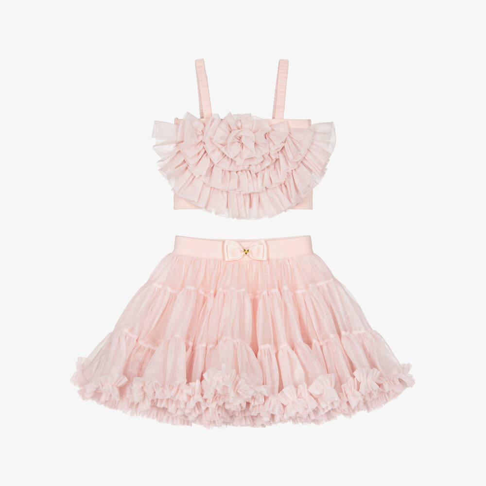Angel's Face-Girls Sparkly Pink Tulle Skirt Set | Childrensalon Outlet