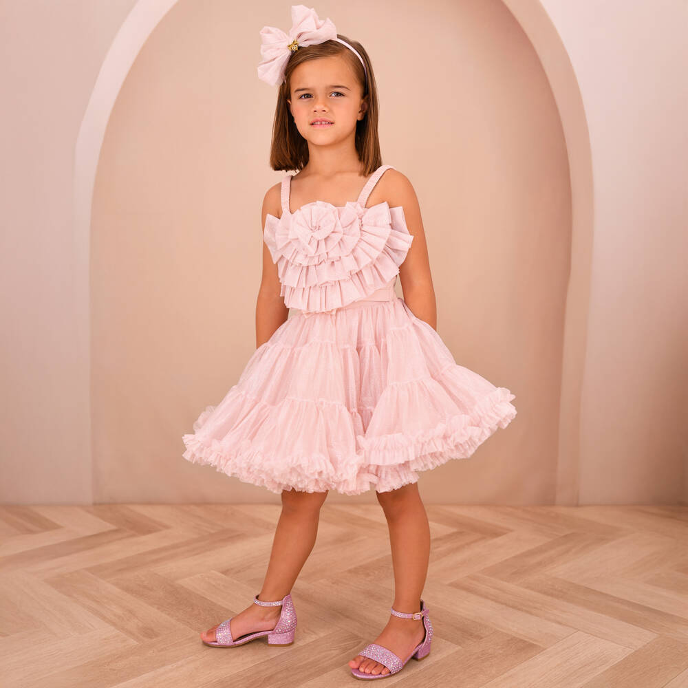 Angel's Face-Girls Sparkly Pink Tulle Skirt Set | Childrensalon Outlet