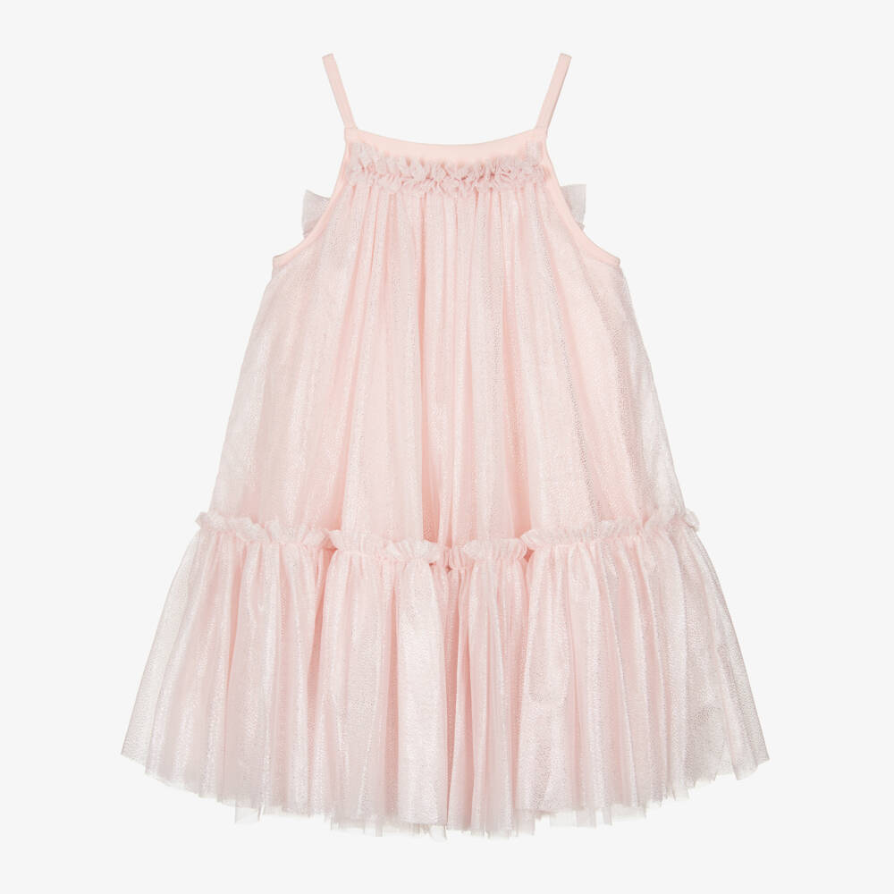 Angel's Face-Платье из розового блестящего тюля на бретелях | Childrensalon Outlet