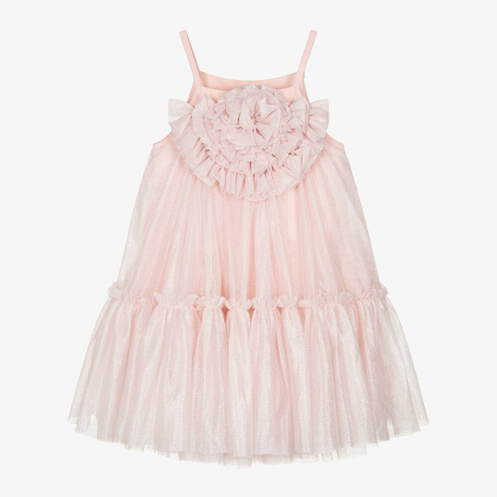 Angel's Face-Платье из розового блестящего тюля на бретелях | Childrensalon Outlet
