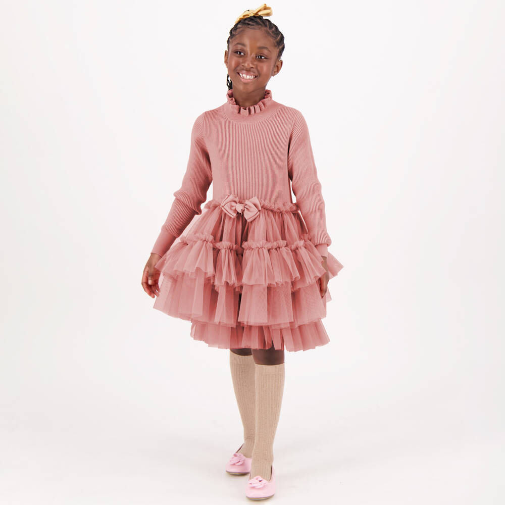 Angel's Face-Girls Tea Rose Knit Tulle Dress | Childrensalon Outlet