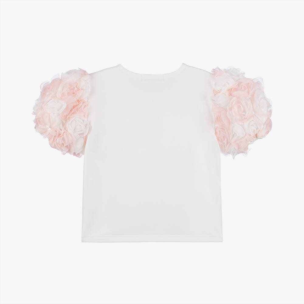 Angel's Face-Girls Tulle-Embellished White Tee | Childrensalon Outlet
