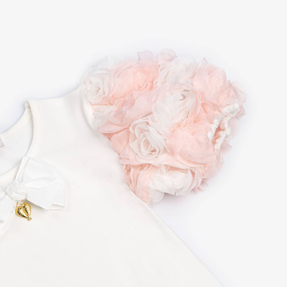 Angel's Face-Girls Tulle-Embellished White Tee | Childrensalon Outlet