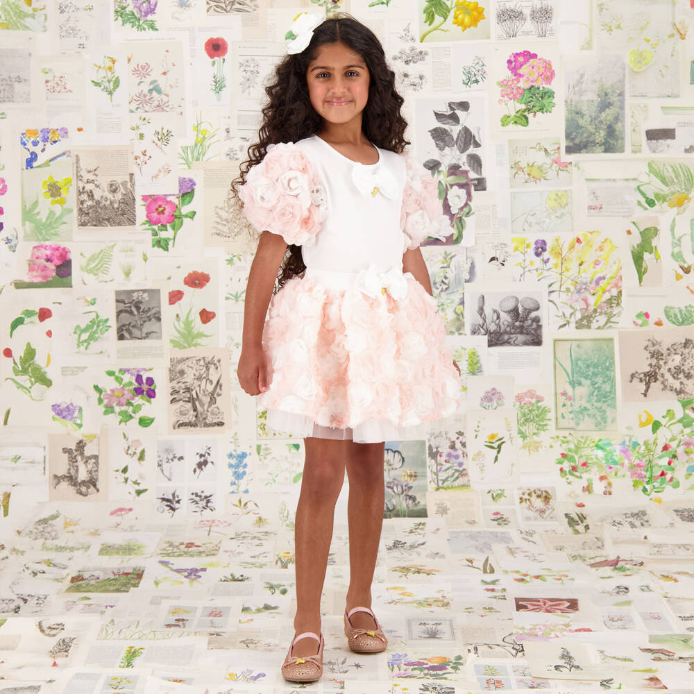 Angel's Face-Girls Tulle-Embellished White Tee | Childrensalon Outlet