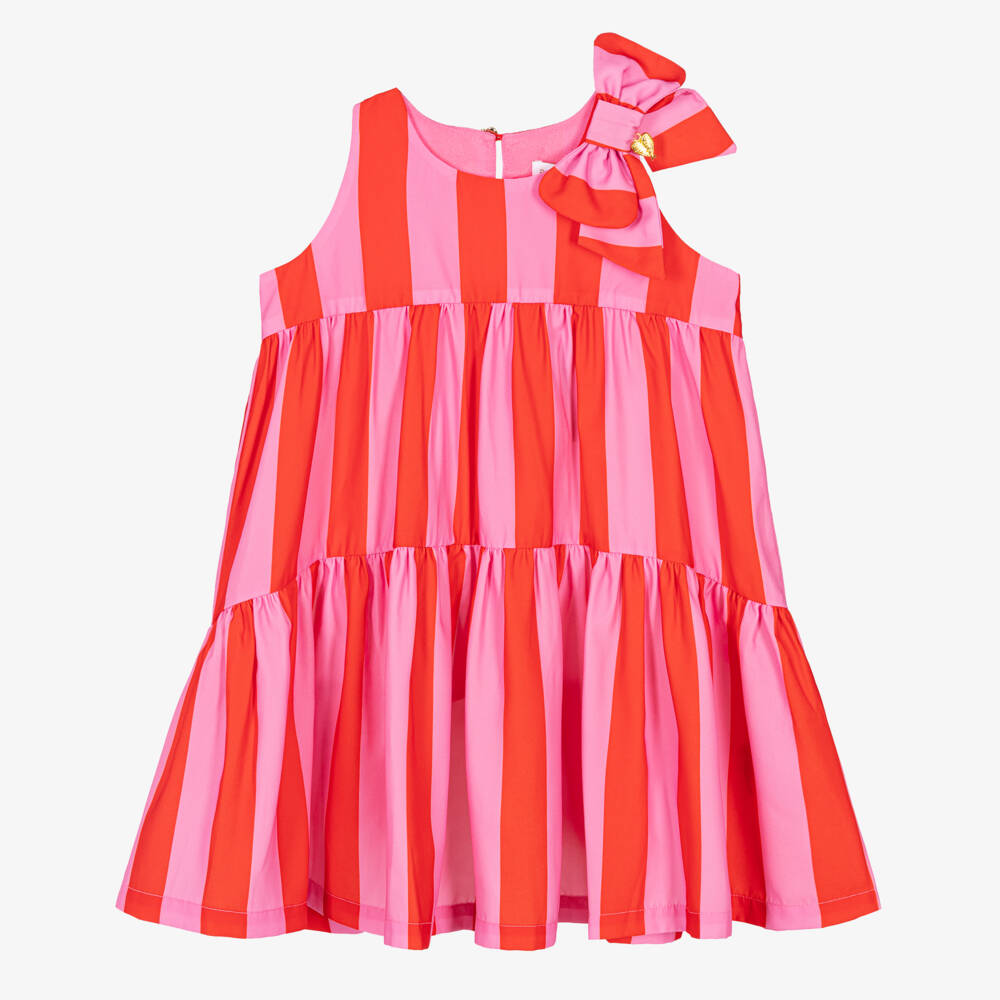 Angel's Face-Girls Vibrant Pink & Red Stripe Frock | Childrensalon Outlet