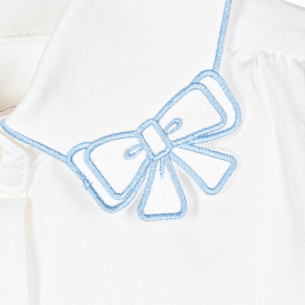 Angel's Face-Girls White & Blue Cotton Blouse | Childrensalon Outlet