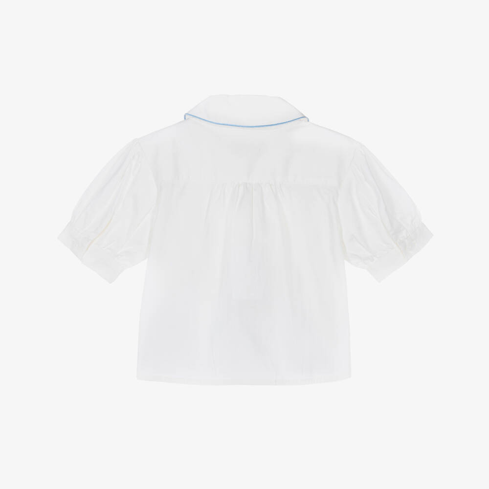 Angel's Face-Girls White & Blue Cotton Blouse | Childrensalon Outlet