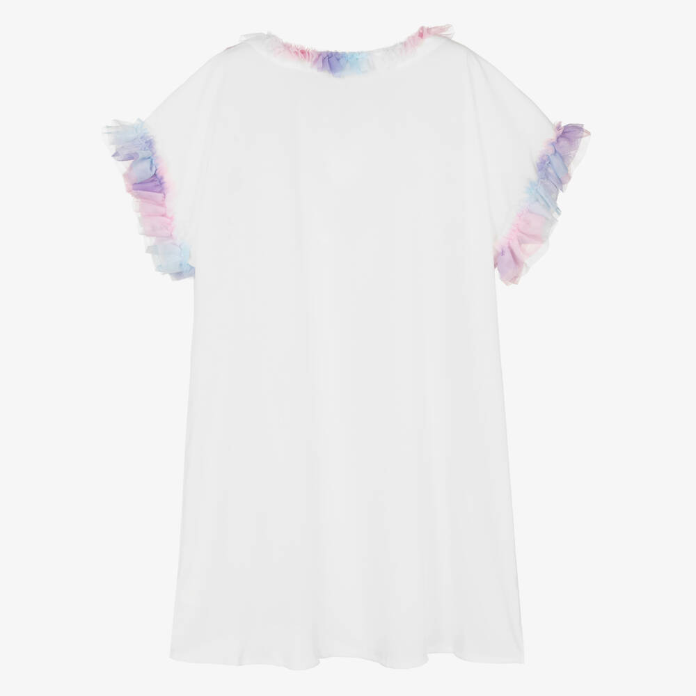 Angel's Face-Girls White Chiffon Ruffle Kaftan | Childrensalon Outlet