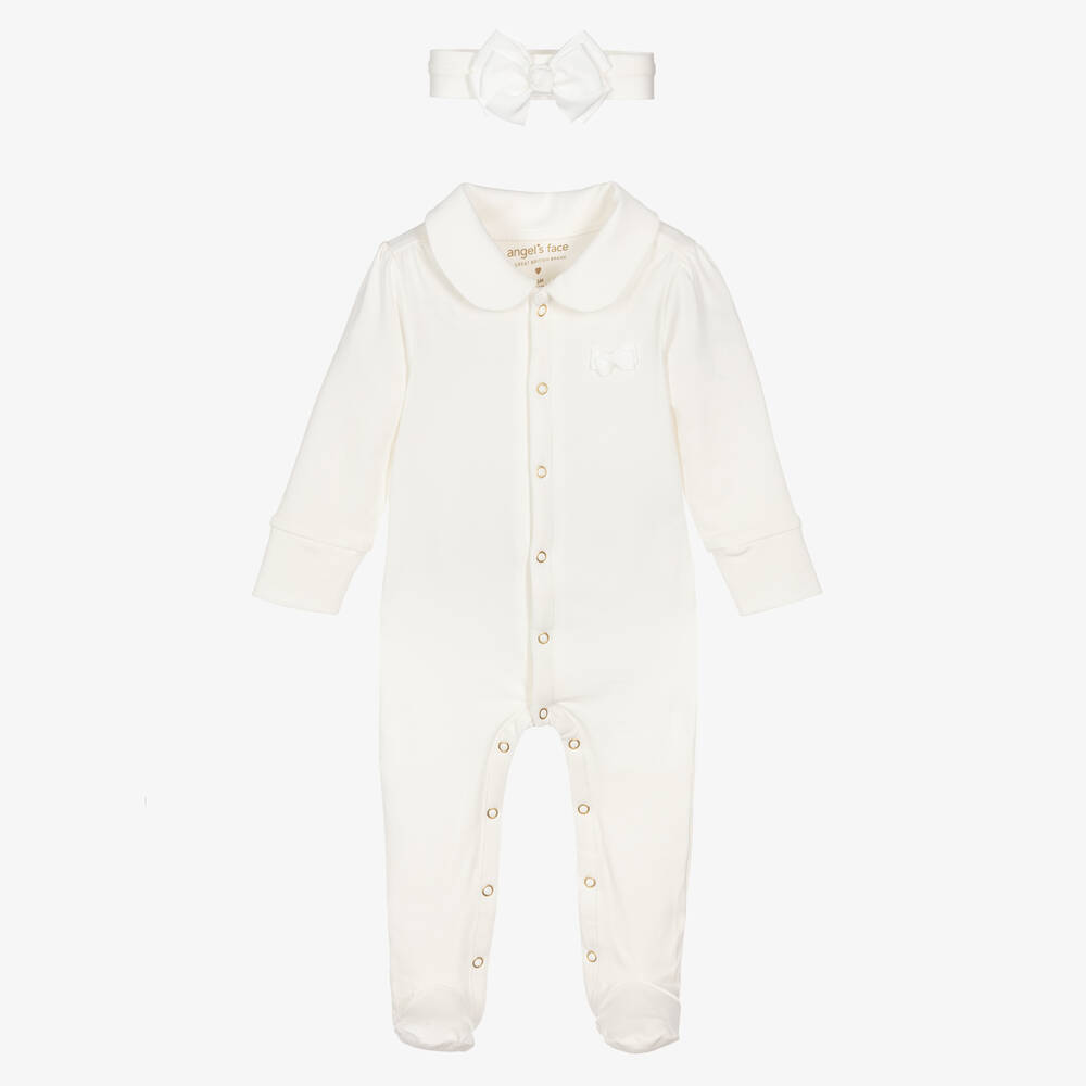 Angel's Face-Girls White Cotton Babysuit Set | Childrensalon Outlet