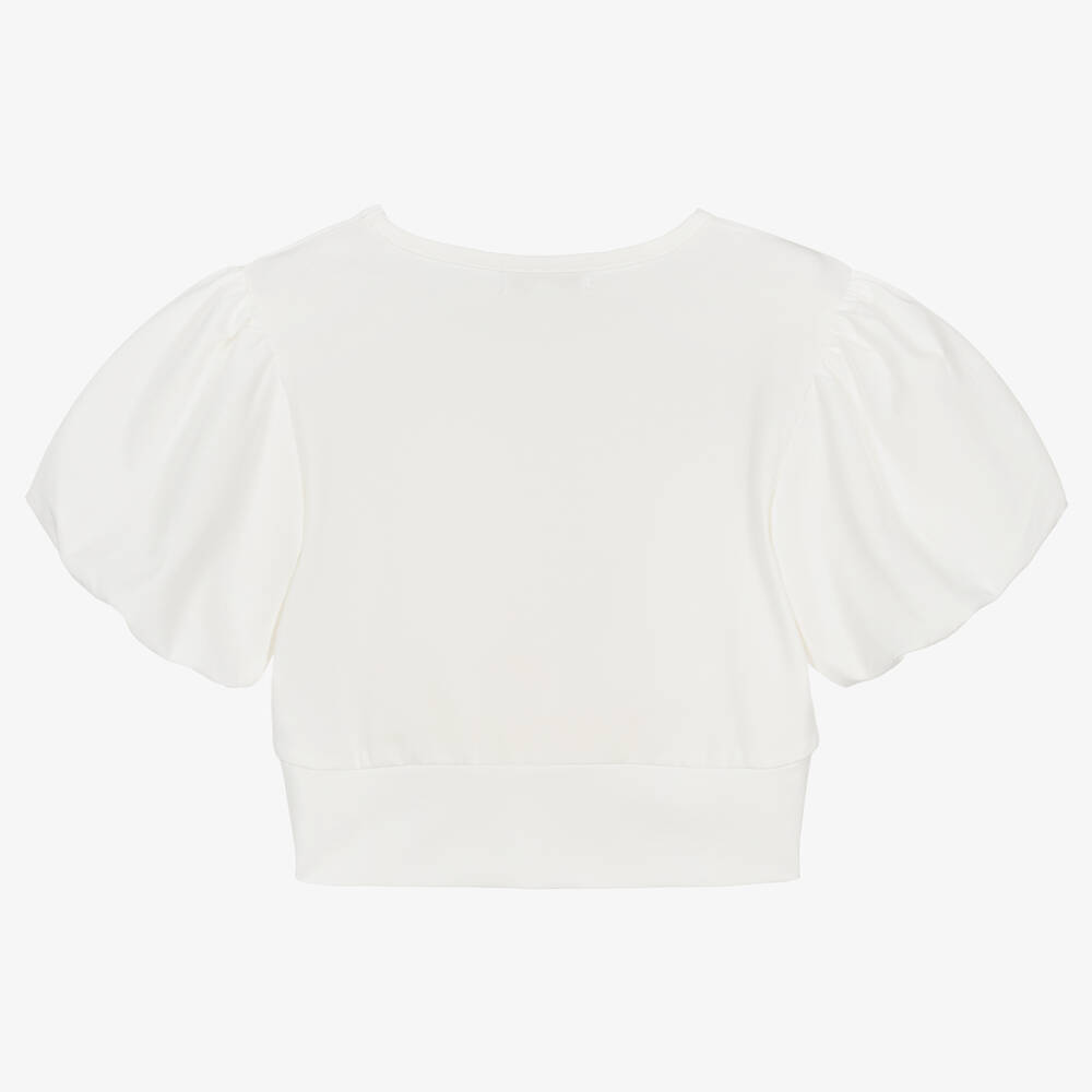 Angel's Face-Girls White Cotton Cropped T-Shirt | Childrensalon Outlet
