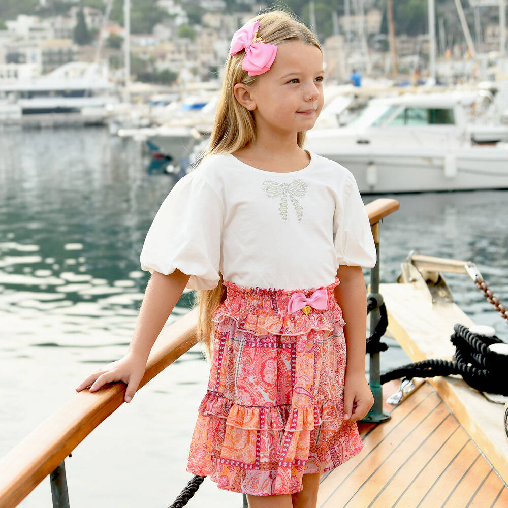 Angel's Face-Girls White Cotton Cropped T-Shirt | Childrensalon Outlet