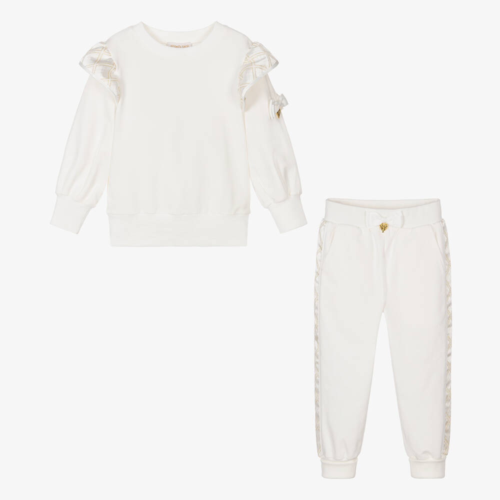 Angel s Face Girls White Cotton Tracksuit