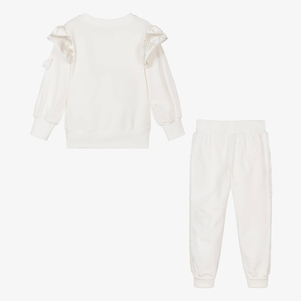 Angel s Face Girls White Cotton Tracksuit Childrensalon Outlet