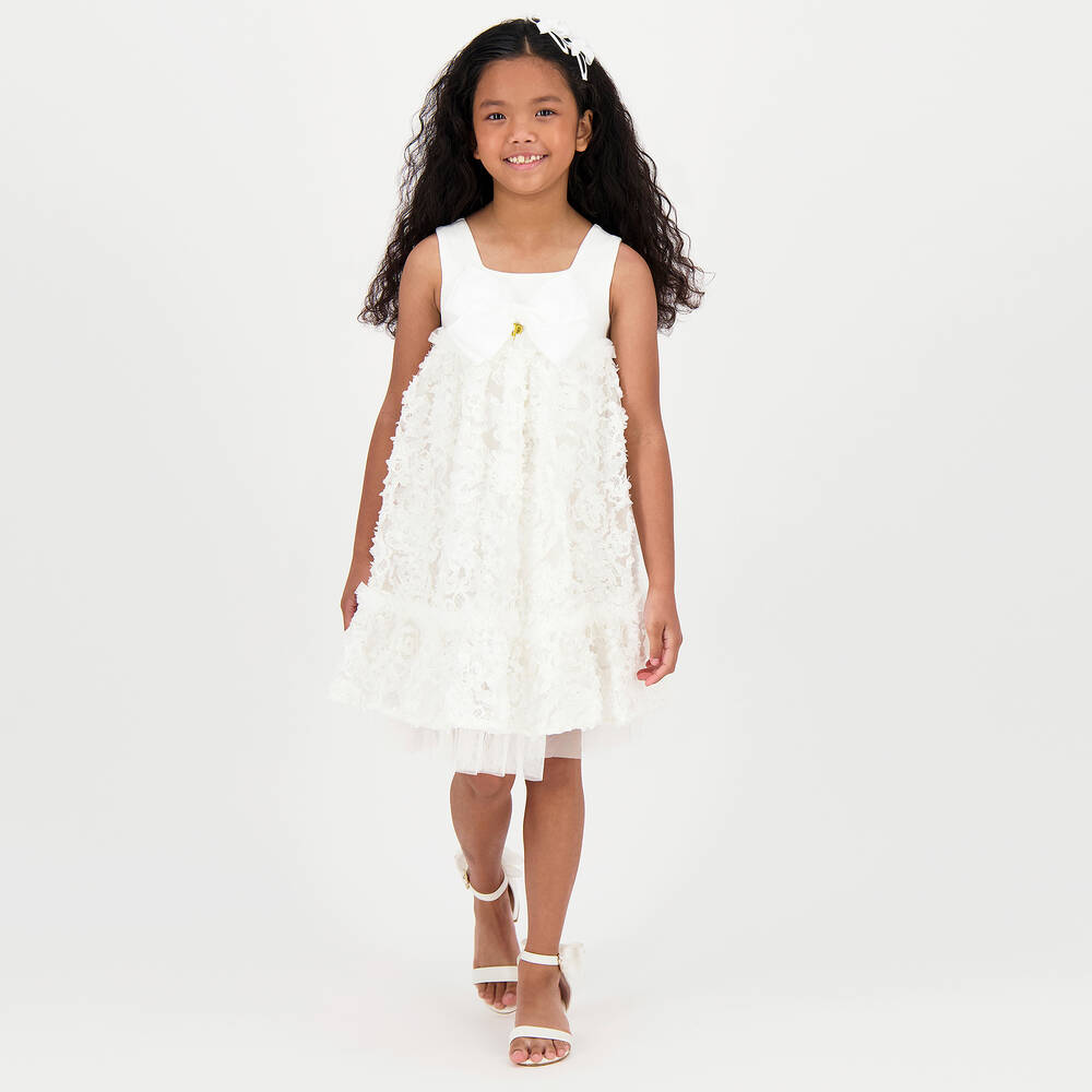 Angel's Face-Girls White Embroidered Tulle & Jersey Dress | Childrensalon Outlet