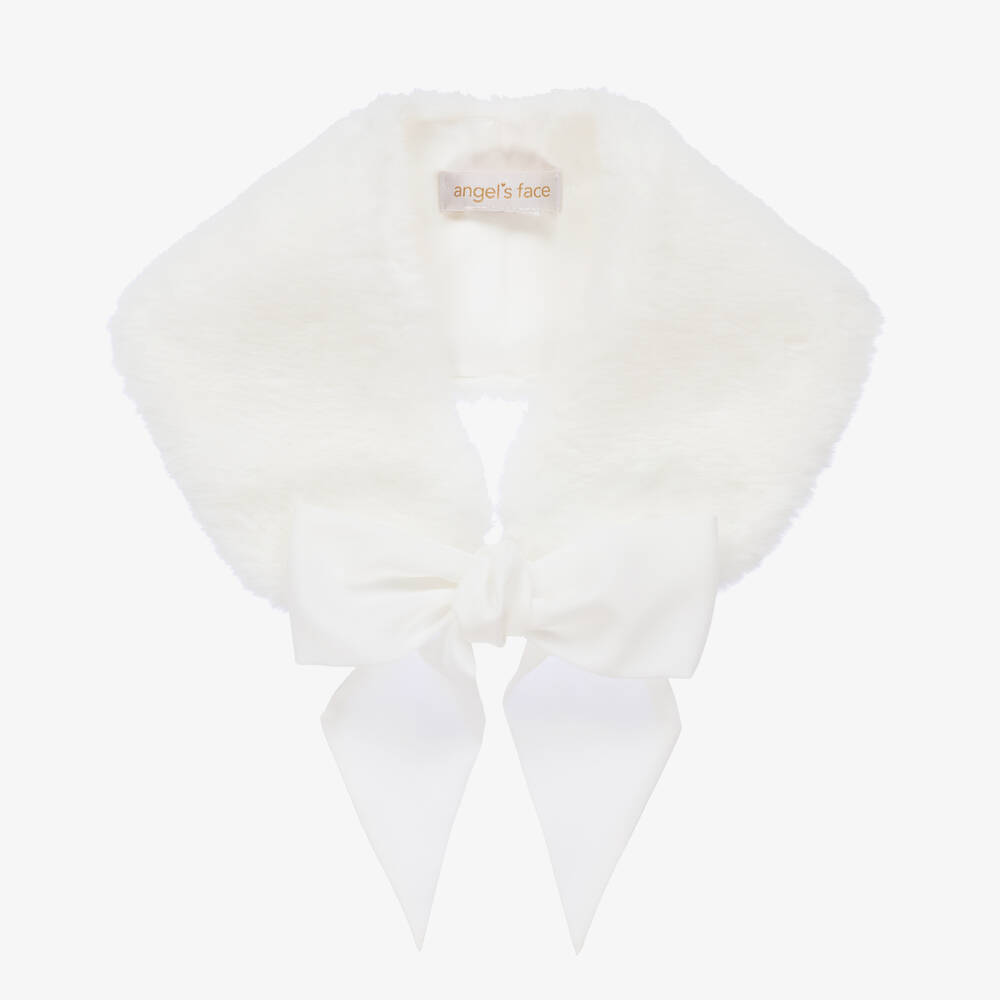 Angel's Face - Girls White Faux Fur Collar | Childrensalon