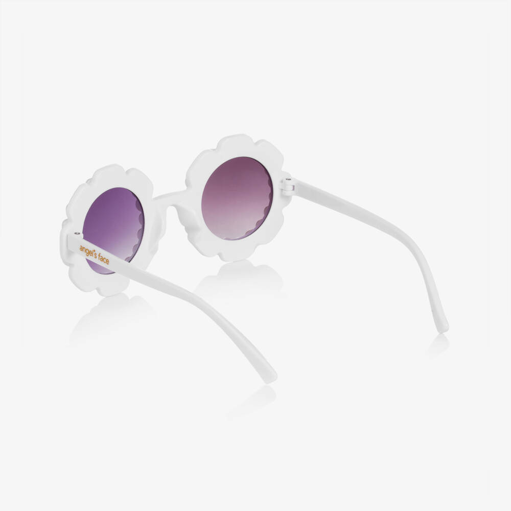 Angel's Face-Girls White Floral Pearl Sunglasses | Childrensalon Outlet
