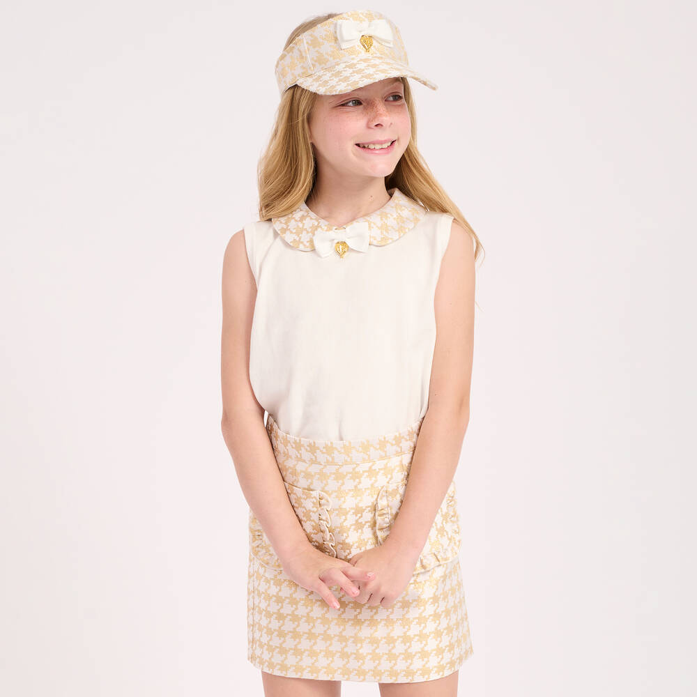 Angel's Face-Бело-золотистая безрукавка | Childrensalon Outlet