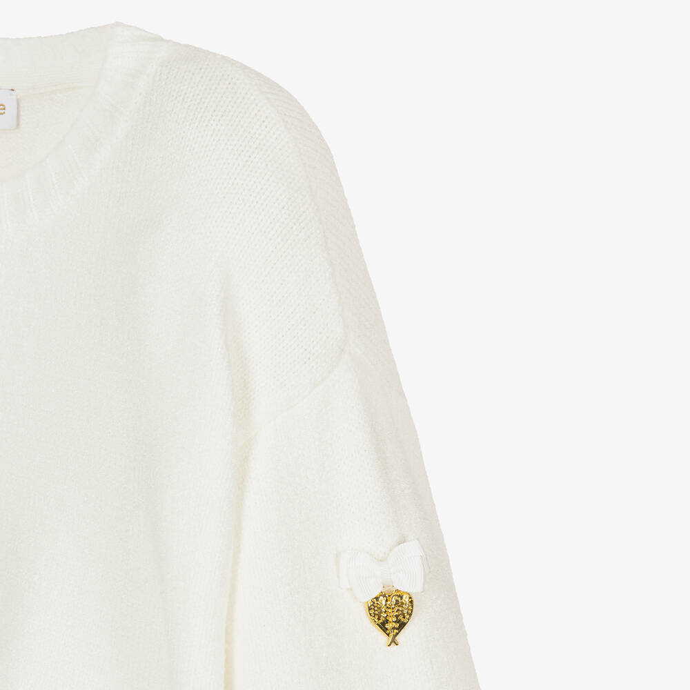 Angel s Face Girls White Knit Diamante Butterfly Sweater