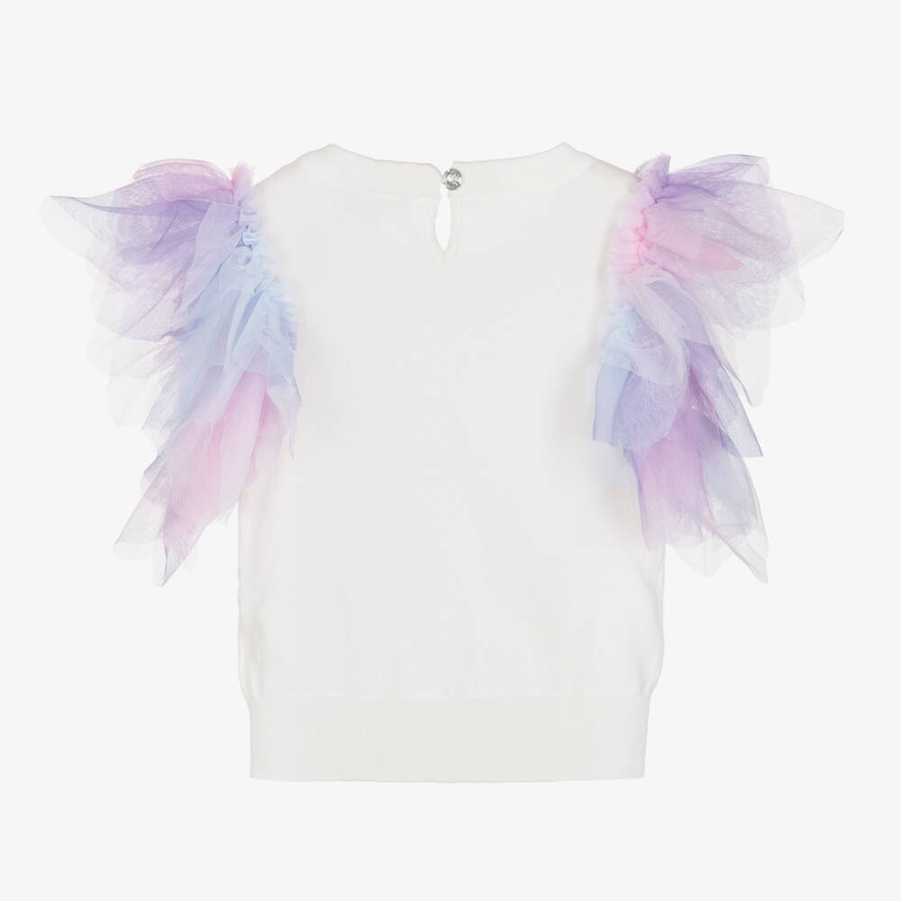 Angel's Face-White Knit & Tulle Top | Childrensalon Outlet