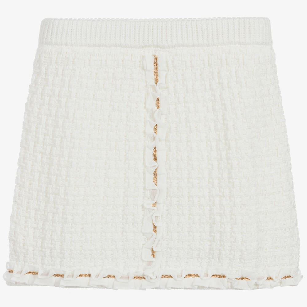 Angel's Face - Girls White Knitted Skirt | Childrensalon