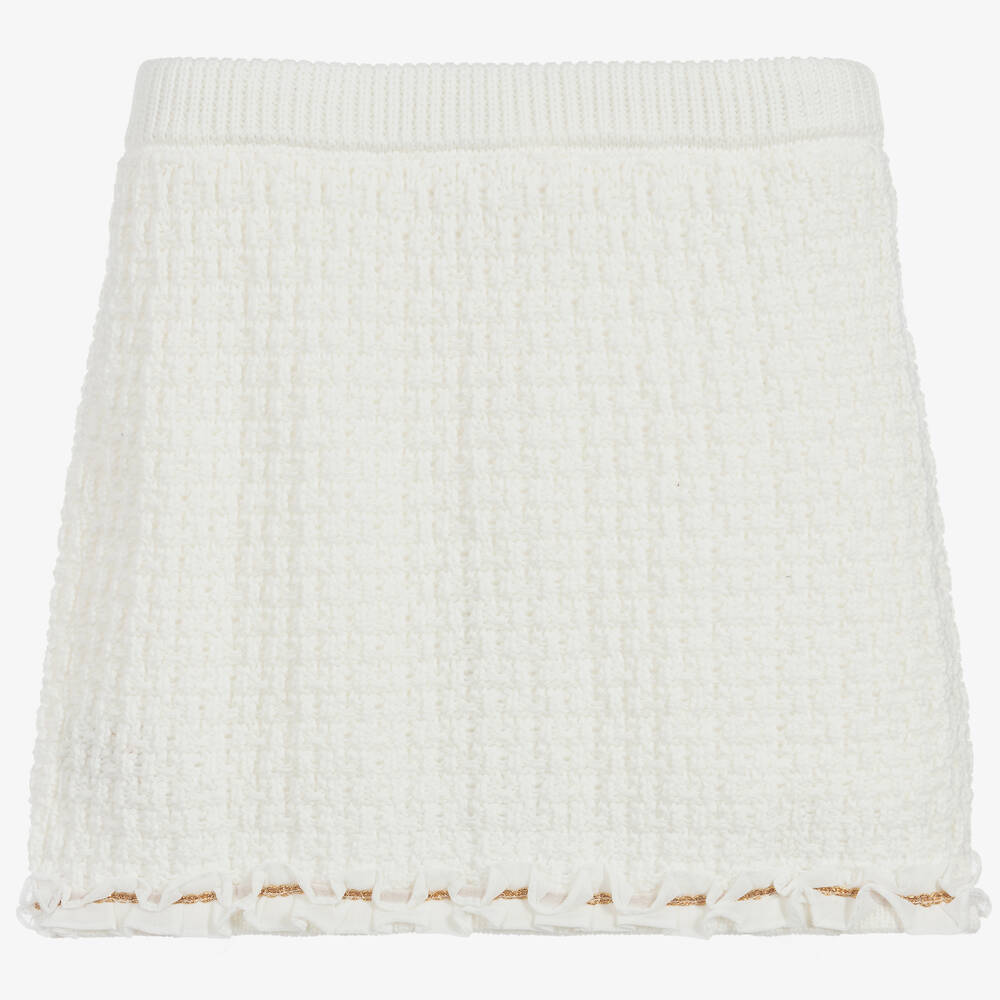 Angel's Face-تنورة قطن محبوك و شيفون لون أبيض | Childrensalon Outlet