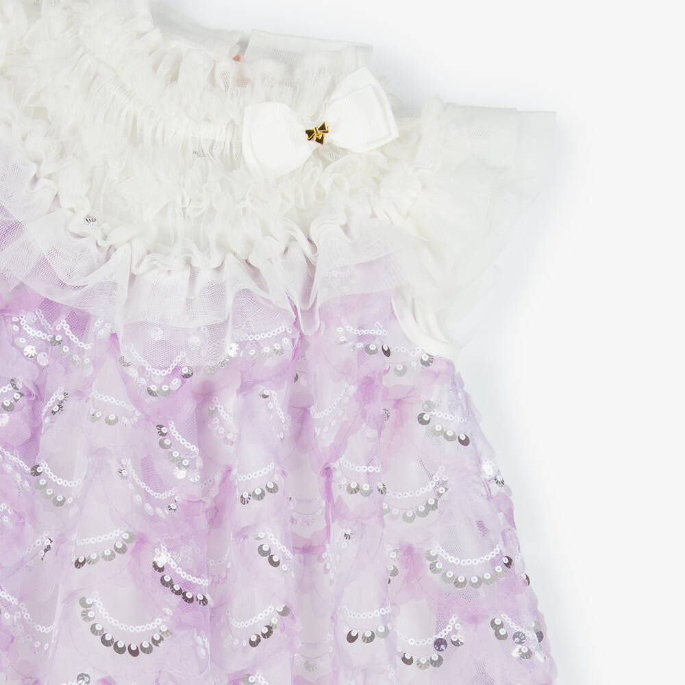 Angel's Face-Белое и фиолетовое платье с пайетками для девочек | Childrensalon Outlet