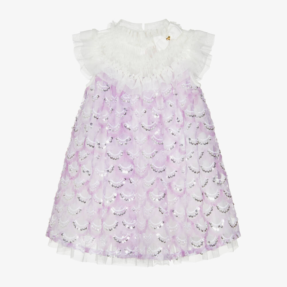 Angel's Face-Белое и фиолетовое платье с пайетками для девочек | Childrensalon Outlet