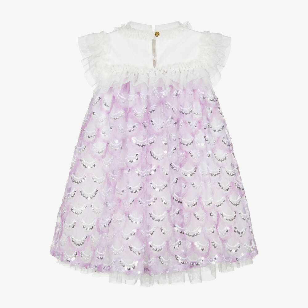 Angel's Face-Белое и фиолетовое платье с пайетками для девочек | Childrensalon Outlet