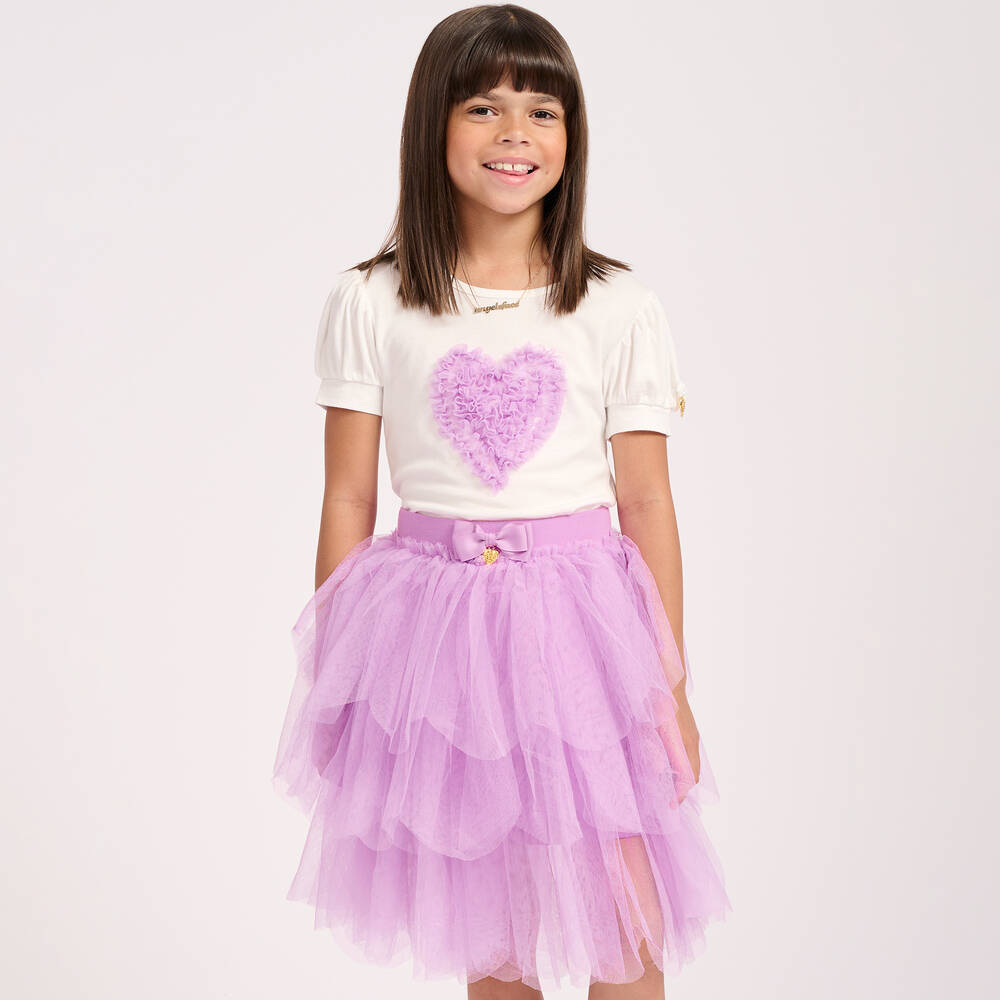 Angels Face Girls Deonne Tulle Trim Top and Jogger Set in Purple