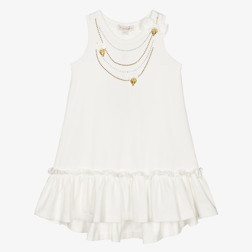 Angel's Face - Girls White Necklace Dress | Childrensalon