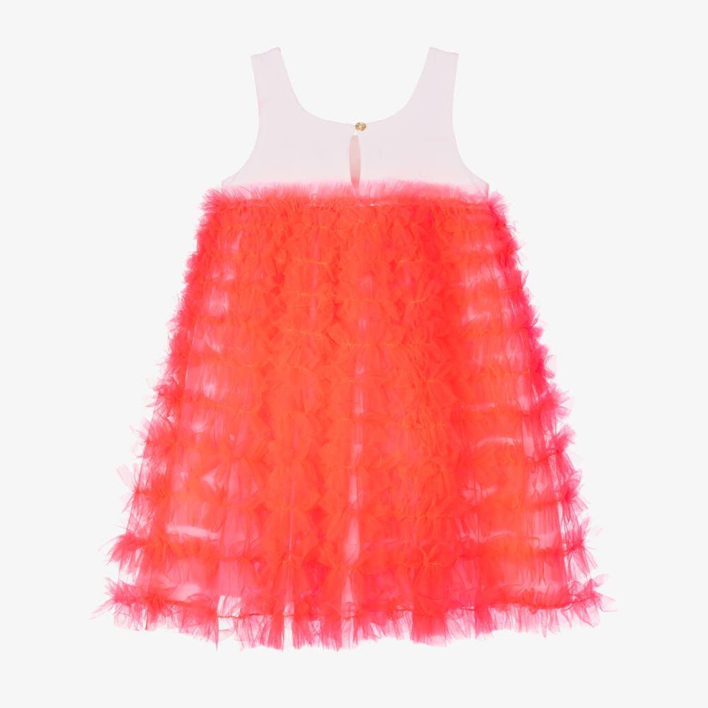 Angel's Face-فستان تول لون أبيض وبرتقالي نيون للمراهقات | Childrensalon Outlet